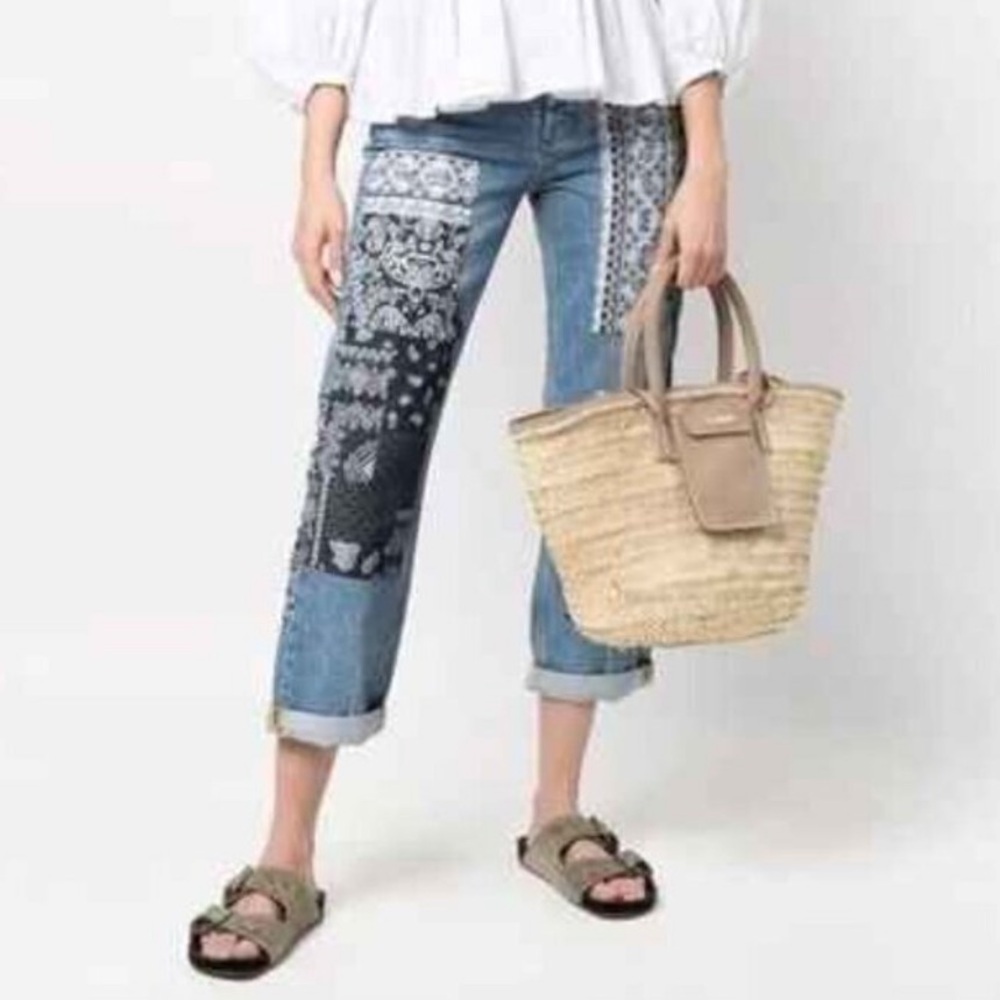 Maje Patched Boyfriend Jeans Blue US 0 France 34 - Picture 2 of 12